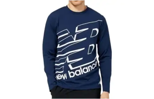 New Balance T Shirts Men's Navy Blue Crew Neck Moderate Straight Fit