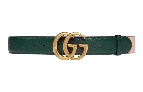 GUCCI GG Marmont Leather Belts Women's Green/Pink Width 4cm