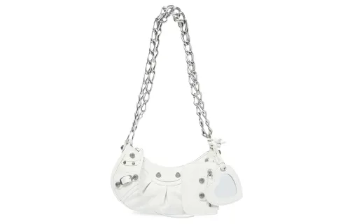 Balenciaga Le Cagole Lambskin Portable Crossbody Bag, Shoulder Bag Mini Women's White