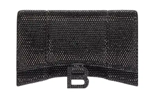 Balenciaga Hourglass Wallet With Chain Xs Rhinestone Black
