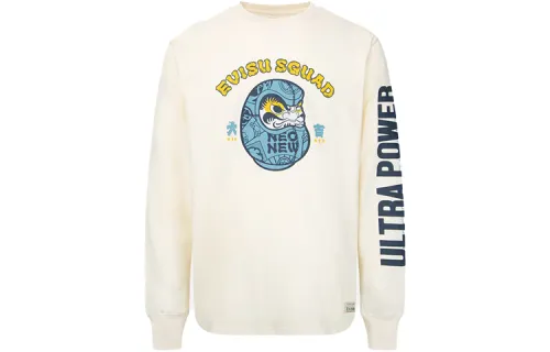 EVISU T Shirts Men's Ecru Crew Neck Moderate Straight Fit