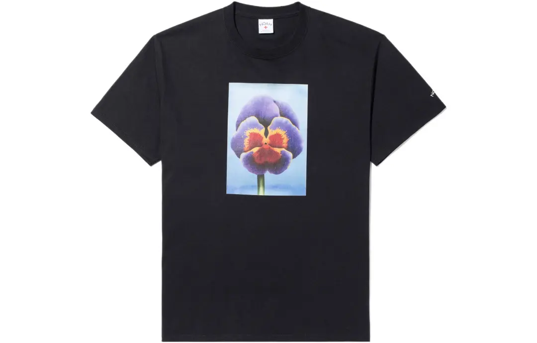 NOAH T Shirts Men's Black Crew Neck Moderate Straight Fit