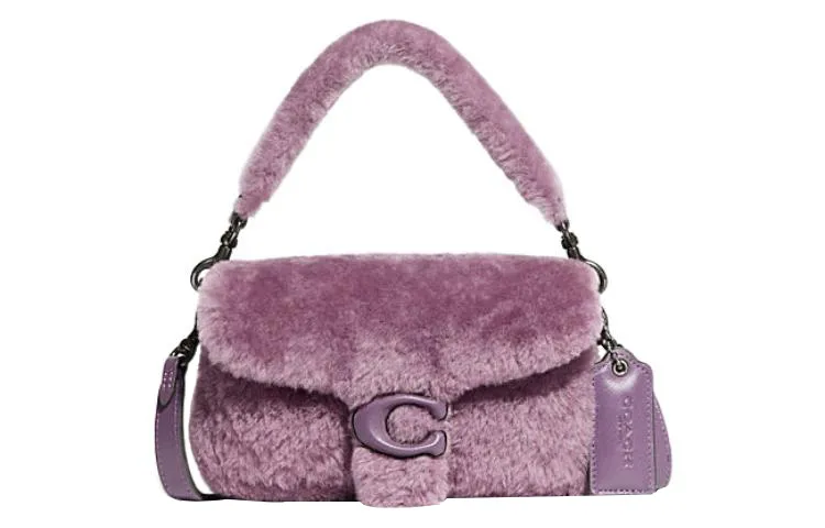 COACH Pillow Shearling Portable Crossbody Bag, Shoulder Bag Small Women's Purple