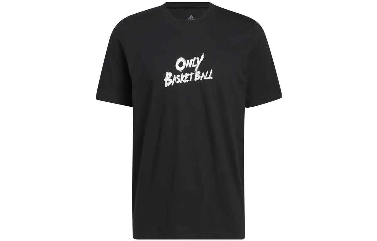 Adidas T-Shirts Men's Black Crew Neck Moderate Straight Fit