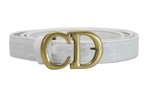 DIOR Jacquard Fabric Belts Women's White 2cm