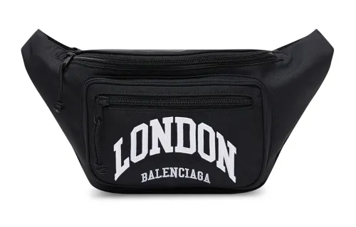 Balenciaga Nylon One Shoulder Crossbody Fanny Pack Men's Black