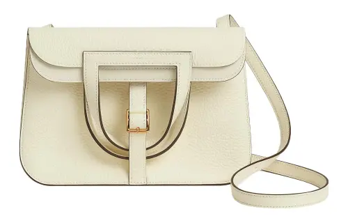 HERMES Halzan Clemence Bullock Leather Handbag, Shoulder Bag, Crossbody Bag Women's I2 Nata Cream White