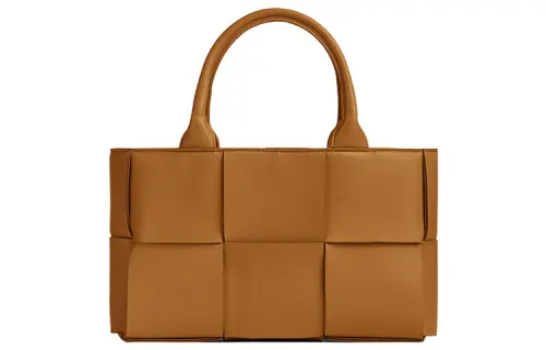 Bottega Veneta Arco Tote Bag Mini Intreccio Camel