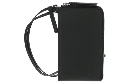 Maison Margiela Grain Deer Leather Cell Phone Pouch Men's Black
