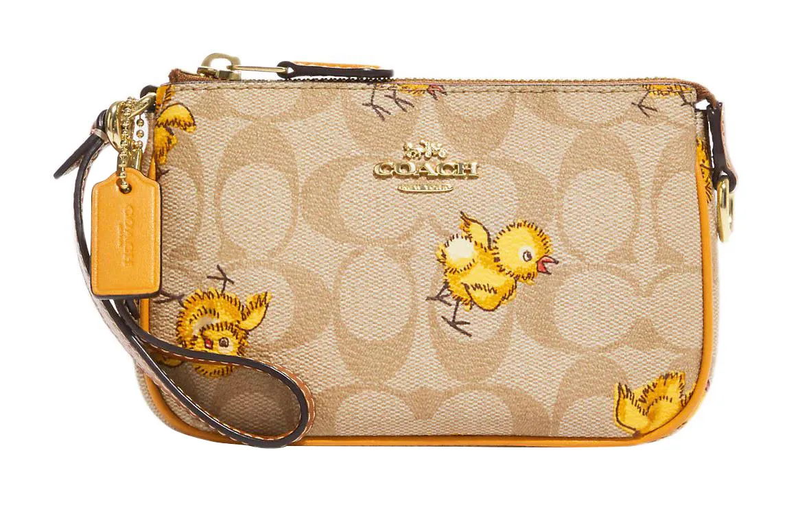 COACH Nolita Artificial Leather Wrist Bag Clutch Regular Women's Khaki & Yellow