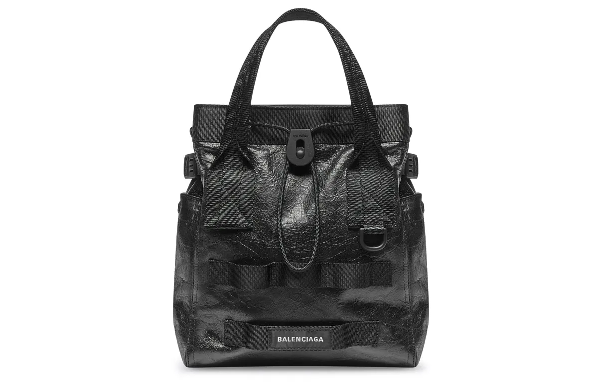 Balenciaga Army Fine-Grained Sheepskin Tote Bag, Shopping Bag Handbags Small Men's Black