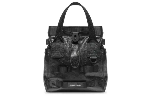 Balenciaga Army Fine Grained Sheepskin Tote Bag, Shopping Bag, Shoulder Bag, Crossbody Bag, Handbag Small Men's Black
