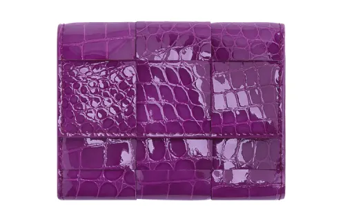 Bottega Veneta Shiny Cow Leather Wallet Large Women's Venom Purple