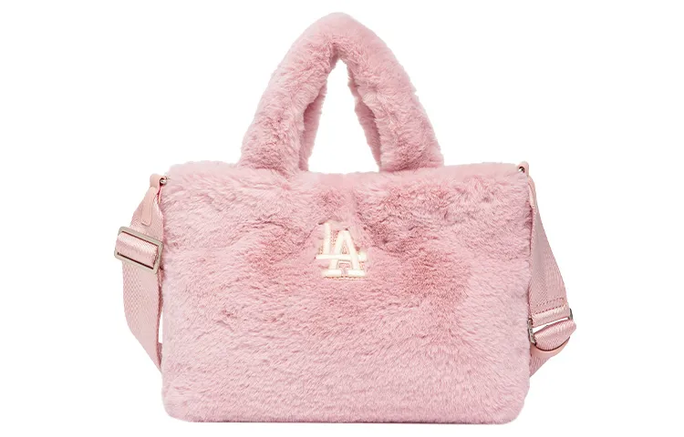 MLB Plush Fleece Tote Bag, Shopping Bag, Shoulder Bag, Crossbody Bag, Handbag Regular Women's Pink