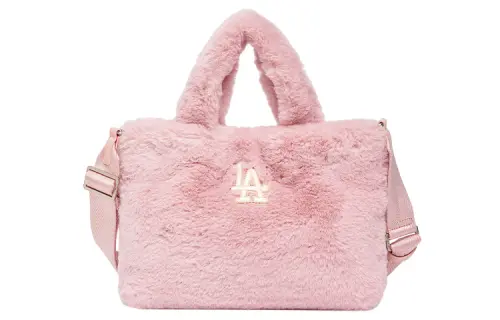MLB Plush Fleece Tote Bag, Shopping Bag, Shoulder Bag, Crossbody Bag, Handbag Regular Women's Pink