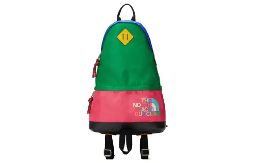 GUCCI The North Face Collaboration Leather Detail Backpack Men's Blue/Green