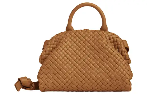 Bottega Veneta Handle Intrecciato Top Handle Small Camel