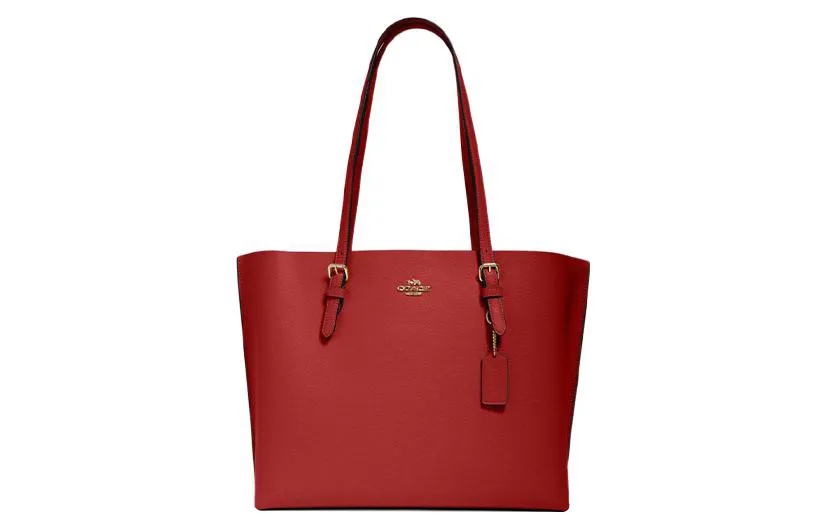 COACH Mollie Cow Leather Tote Bag, Shopping Bag, Shoulder Bag 34 Women's Red