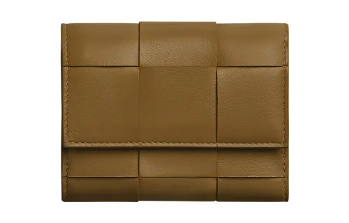 Bottega Veneta Sheepskin With Cow Leather Wallet Small Women's Acorn Brown