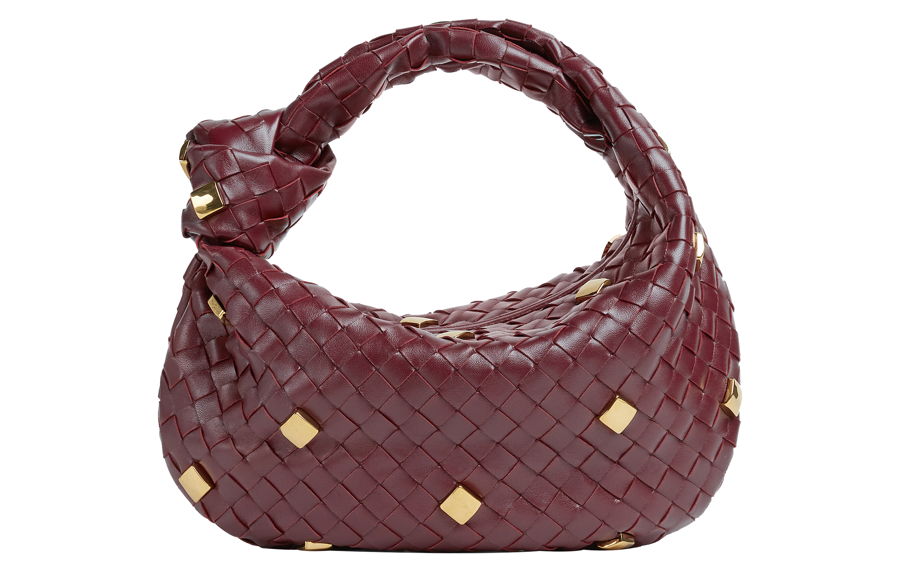 Bottega Veneta Jodie Shoulder Bag Teen Metallic Embellishment Barolo