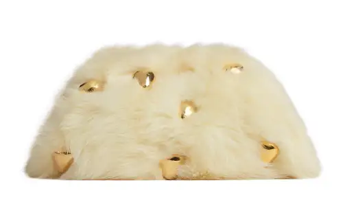 Bottega Veneta POUCH Cloud Bag Sheepskin With Shearling Clutch Women's Chamomile Color