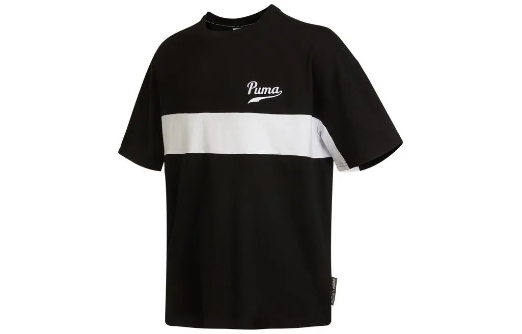 PUMA T-Shirts Men's Black Crew Neck Moderate Straight Fit