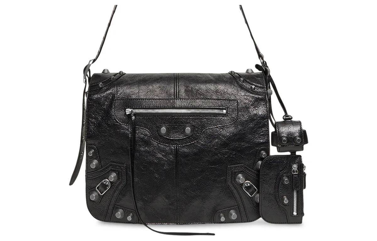 Balenciaga Le Cagole Lambskin Crossbody Bags Medium Men's Black