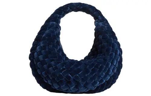 Bottega Veneta Jodie Velvet Cotton Handbag Mini Women's Dark Blue