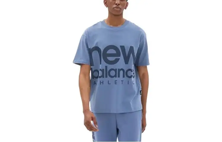 New Balance T Shirts Unisex Gray Purple Crew Neck Moderate Straight Fit