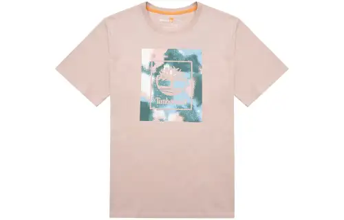 Timberland T Shirts Men's Pink Crew Neck Moderate Straight Fit