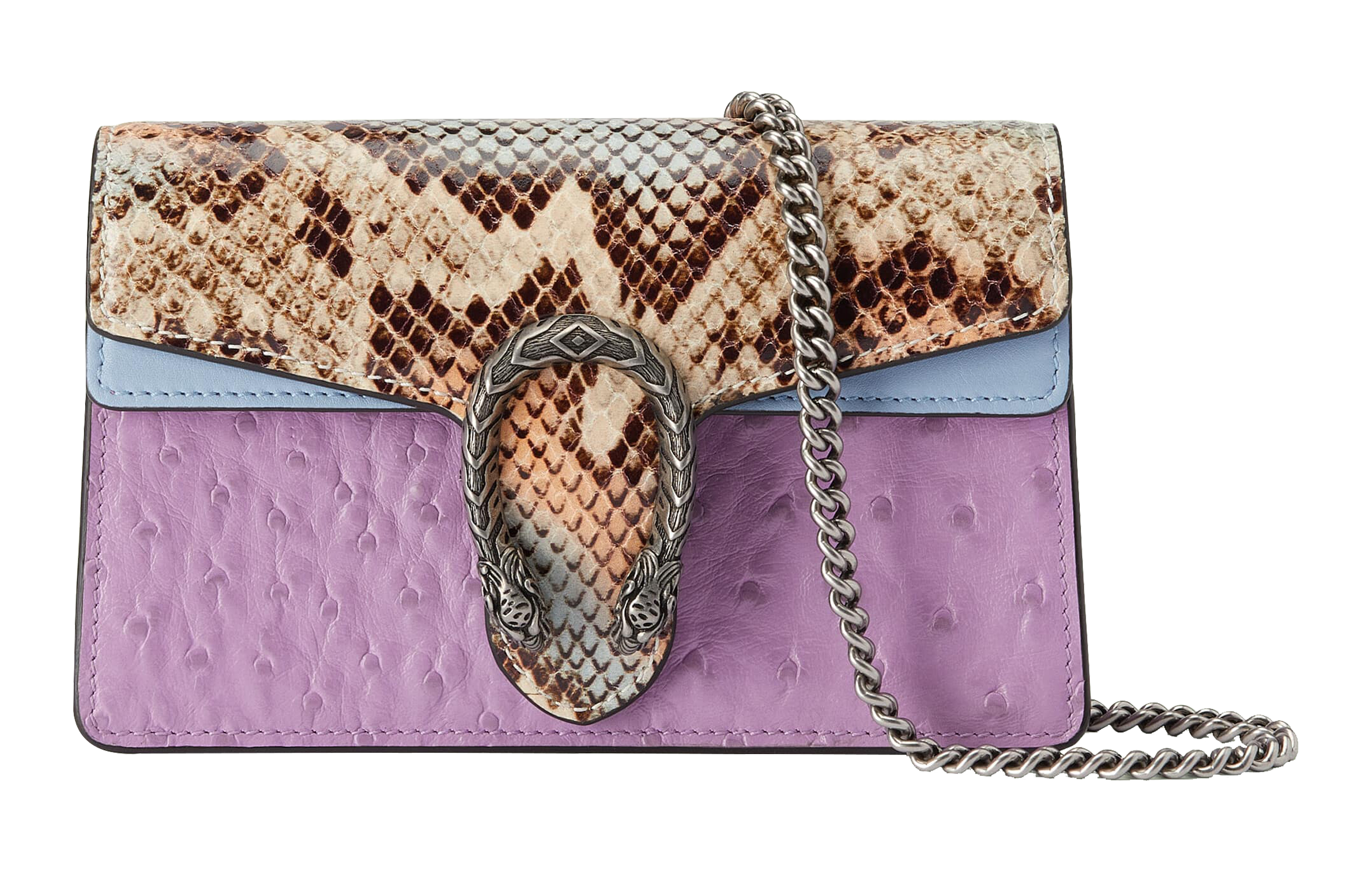 GUCCI Dionysus Ostrich Leather With Python Skin Pattern Chain Wallet, Shoulder Bag, Crossbody Bag Mini Women's Purple