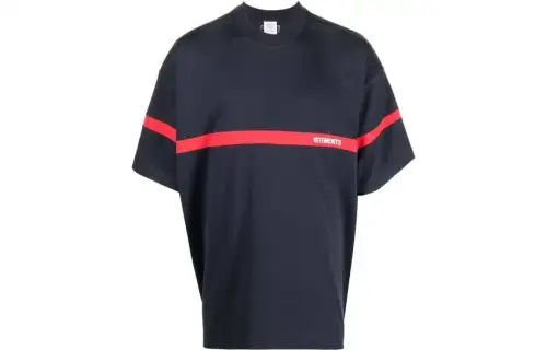 Vetements T Shirts Unisex Dark Blue Crew Neck