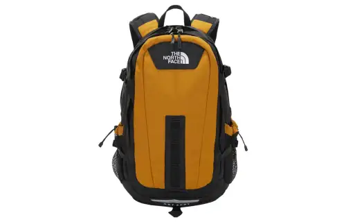 THE NORTH FACE 28L Backpack Outdoor Bag Recycled Polyester Black Yellow Unisex