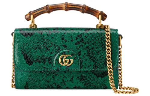 GUCCI Diana Python Skin Handbag, Shoulder Bag, Crossbody Bag Mini Women's Jadeite Green