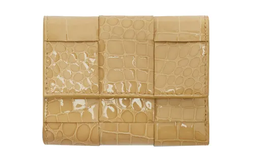 Bottega Veneta Shiny Cow Leather Wallet Large Women's Light Gold