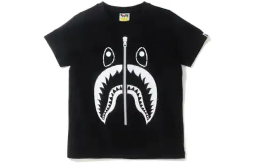 A BATHING APE T Shirts Men's Black Crew Neck Moderate Straight Fit
