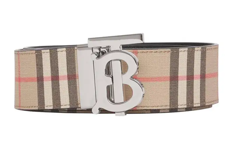 Burberry Classic Fashion Smooth Buckle Leather Belts Men's Light Umber Width 3.5cm
