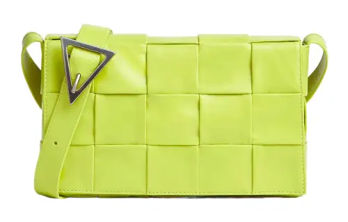 Bottega Veneta CASSETTE Pillow Bag Calfskin Crossbody Bag, Shoulder Bag Medium Men's Lemon Kiwi Green