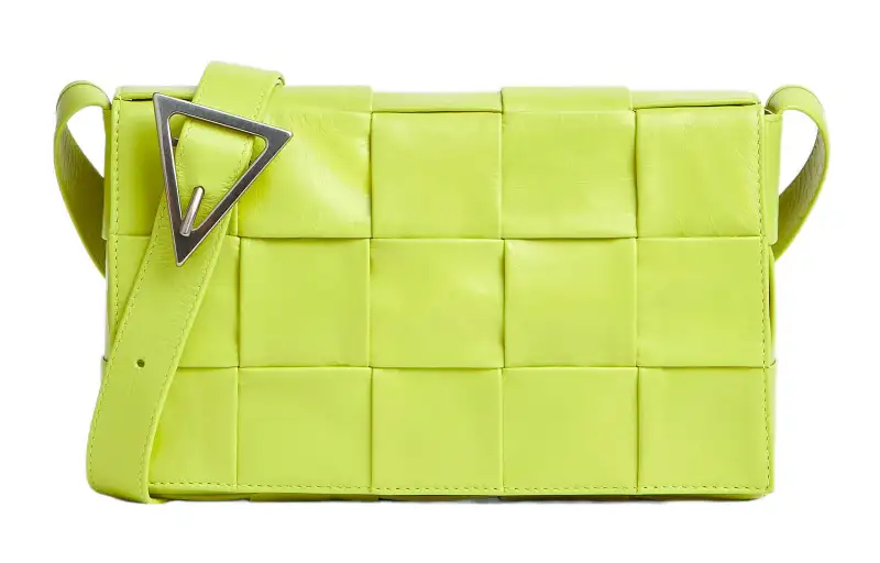 Bottega Veneta CASSETTE Pillow Bag Calfskin Crossbody Bag, Shoulder Bag Medium Men's Lemon Kiwi Green