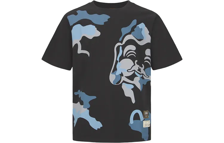 EVISU T Shirts Men's Black Crew Neck Moderate Straight Fit