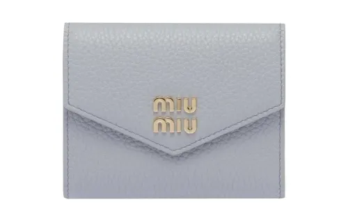 MIU MIU Matelassé Leather Wallet Women's Blue