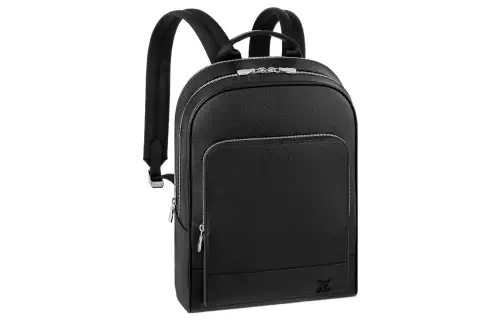 LOUIS VUITTON Adrian Taïga Cow Leather Backpack Men's Black