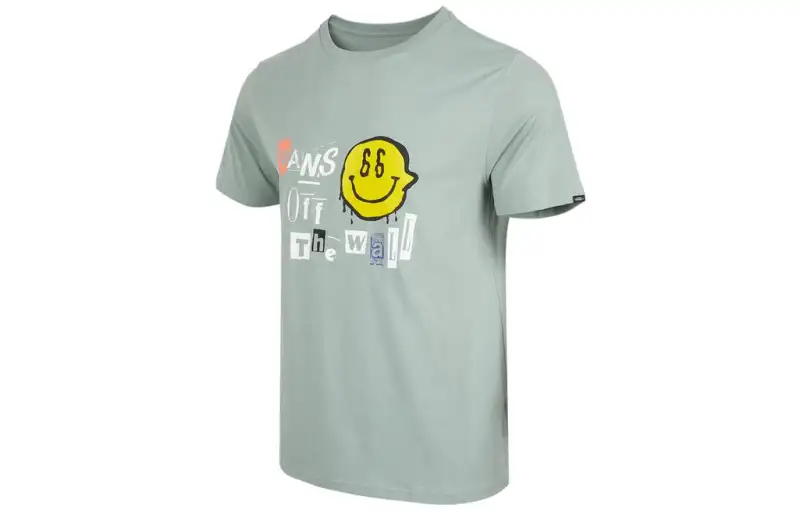 Vans T Shirts Men's Green Crew Neck Moderate Straight Fit