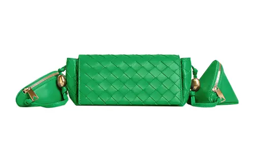 Bottega Veneta Intrecciato Leather One Shoulder Crossbody Clutch Women's Green