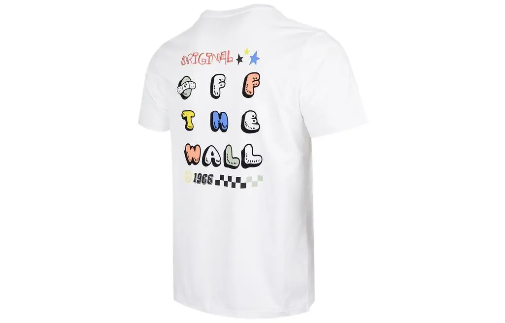 Vans T-Shirts Men's White Crew Neck Moderate Straight Fit