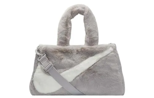 Nike Sportswear Faux Fur Tote Grey White Light Iron Ore