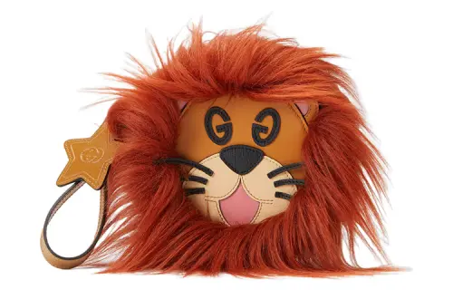 GUCCI Lions Pattern Corduroy Pouch Orange
