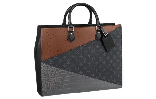 LOUIS VUITTON Crocodile Leather With Ostrich Skin And Eclipse Coated Canvas With Cow Leather Trim