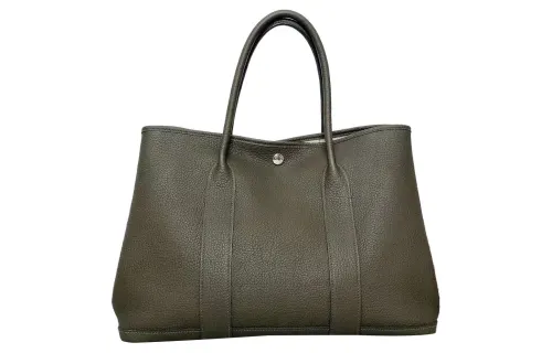 HERMES Garden Party Negonda Calfskin Handbag 36 Women's G8 Vert Maquis Forest Green