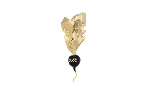 GUCCI Metal Enamel Brooches Women's Gold/Black